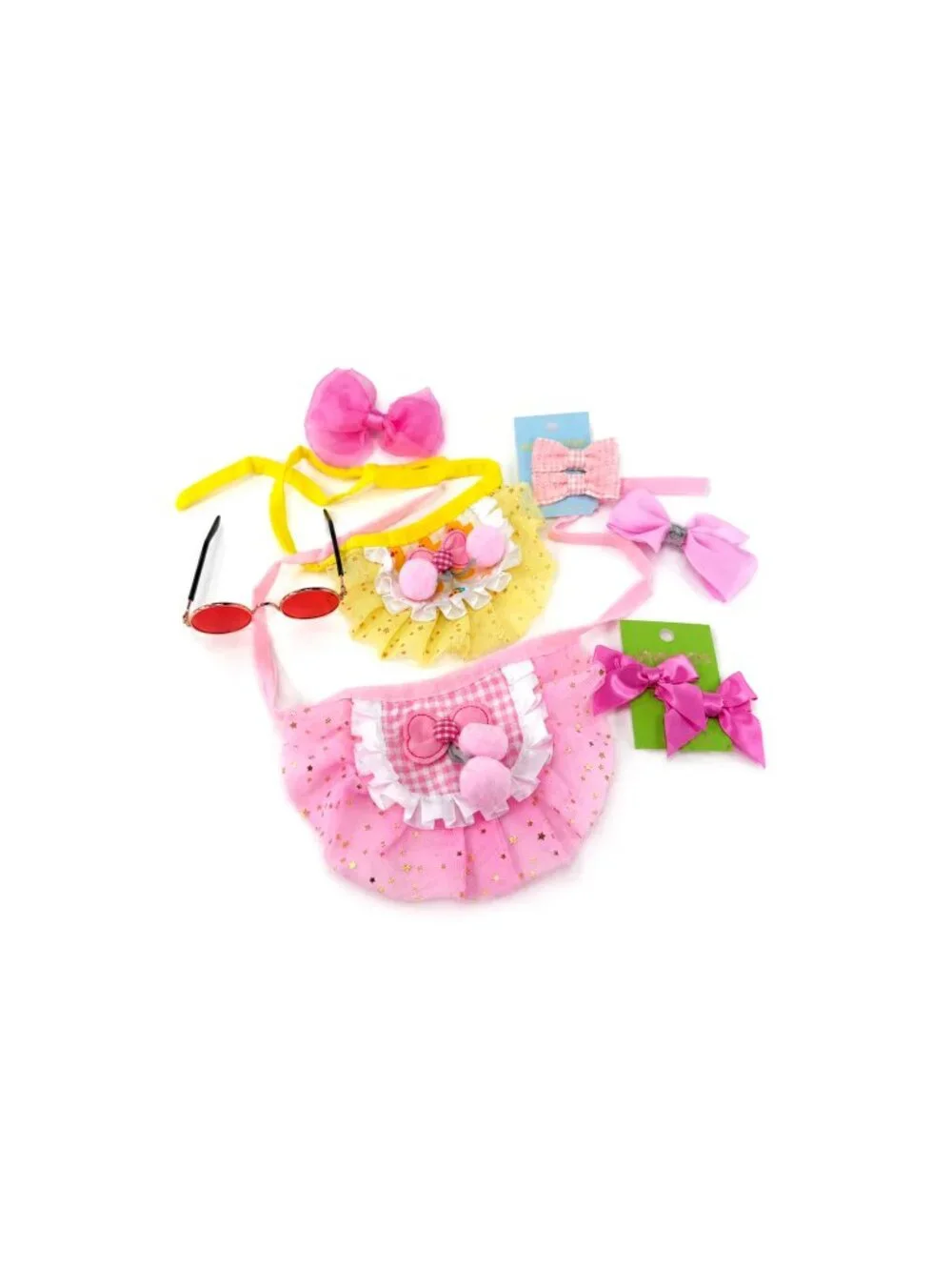 Princess Pup Dog Tutu Gift Set XS | Pink & Yellow Tutus, Sunglasses & Bows